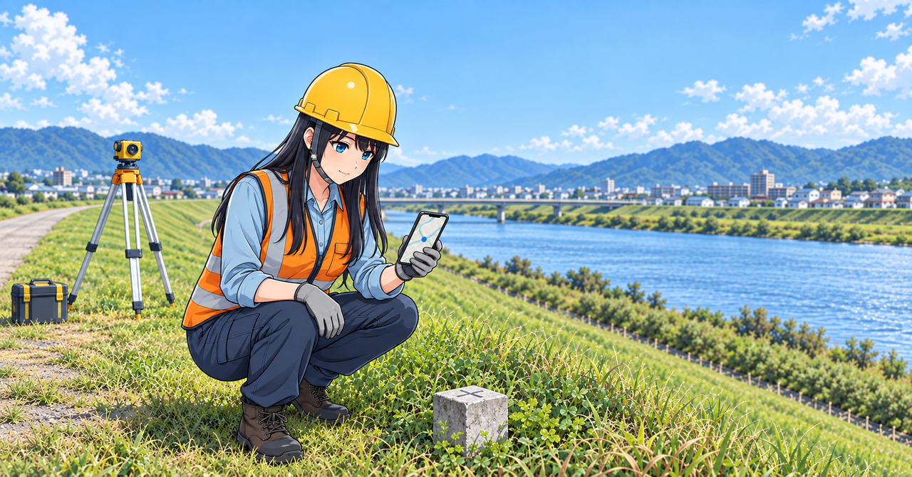 境界杭をスマホで探す──3本の試行で準備込み約47%短縮、数mの誤差はどう読む?